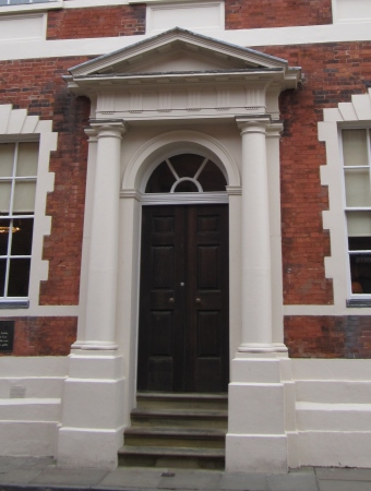 The Doric Order in the entrance portico at Fairfax House.